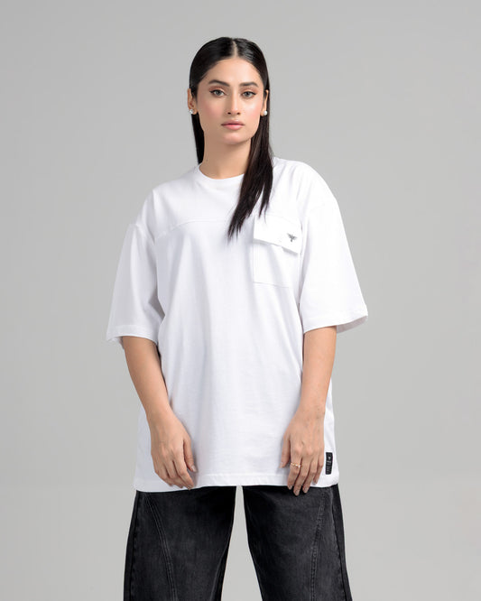 Women Boxy Fit Cotton T-Shirt - White