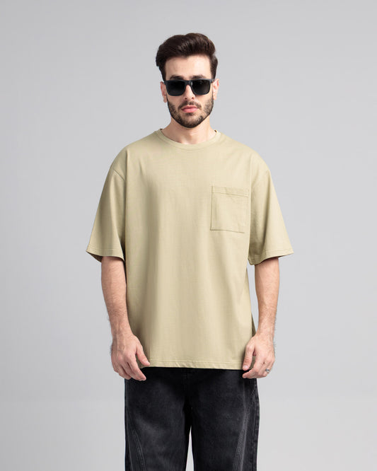 Men Boxy Fit Cotton T-Shirt - Grey Green