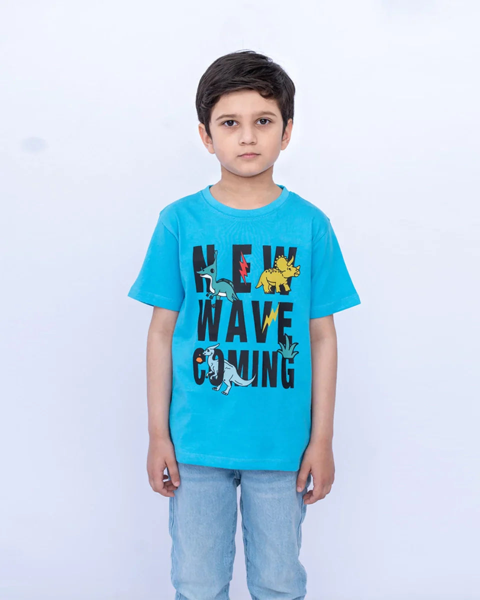 Junior Graphic T-Shirt – Cyan Blue