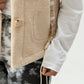 Women Rabbit Wool Sleeveless Coat - Beige