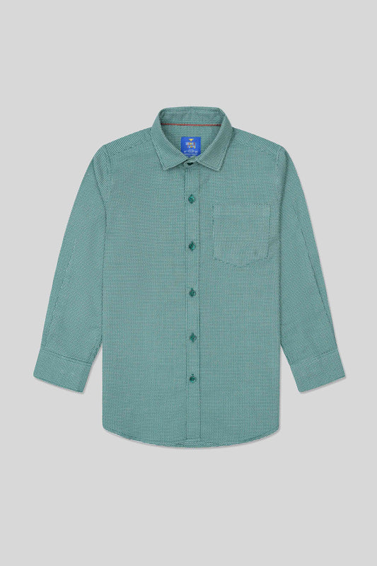 Boys Full Sleeves Casual Shirt - Green