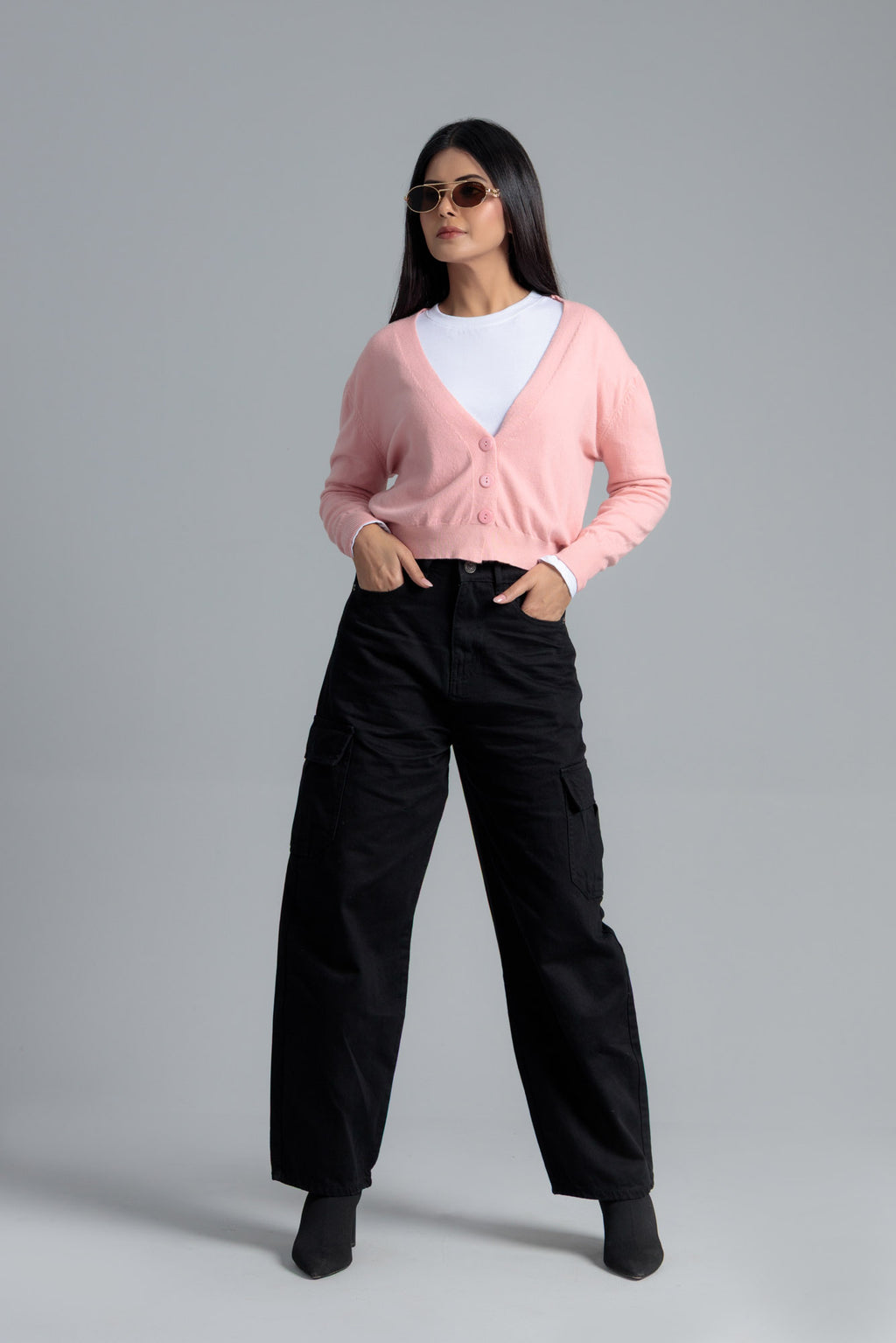 Women’s Acrylic Wool Cardigan - Pink