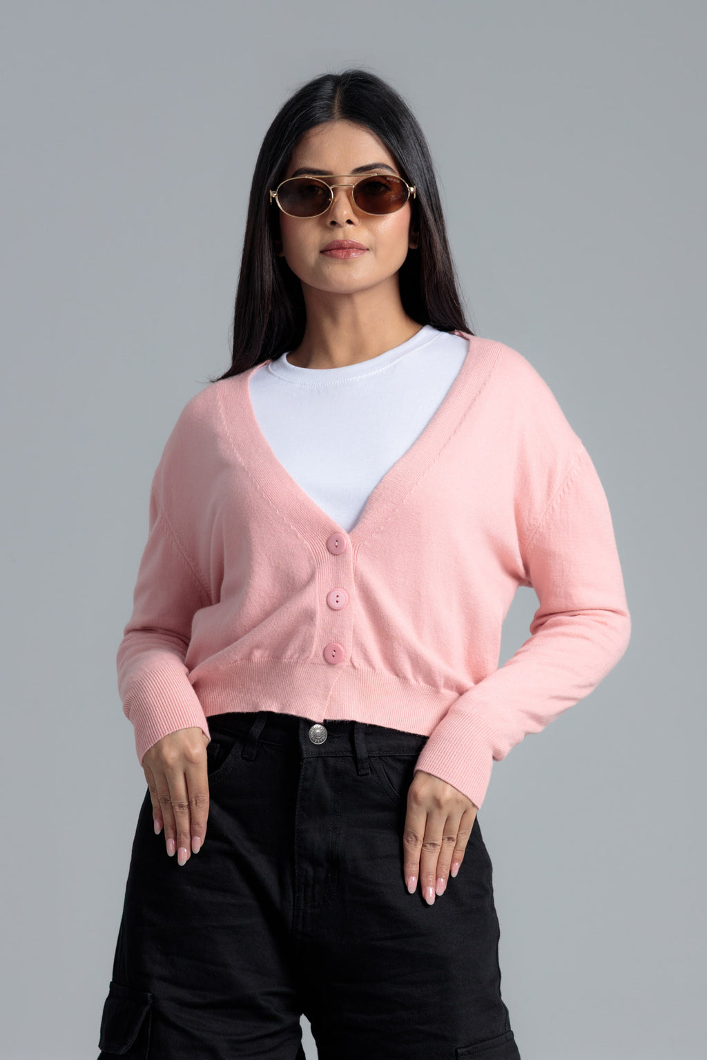 Women’s Acrylic Wool Cardigan - Pink