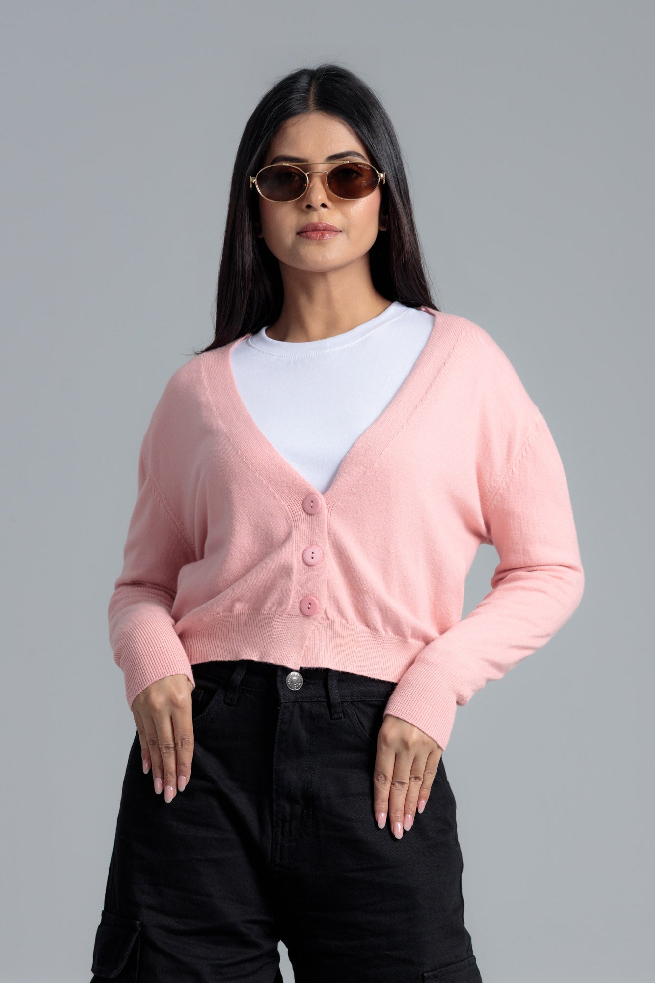 Women’s Acrylic Wool Cardigan - Pink