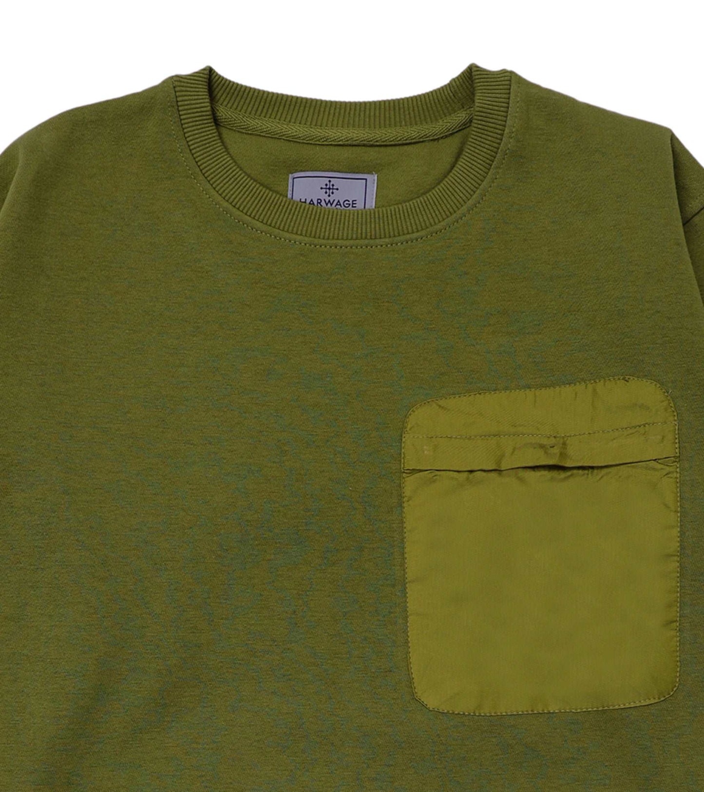 Men Regular Fit Sweatshirt – Olive Green - Harwage