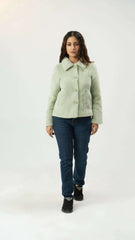 Women Rabbit Wool Coat - Sea Green