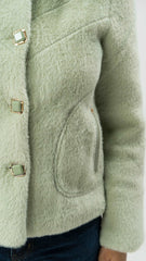 Women Rabbit Wool Coat - Sea Green