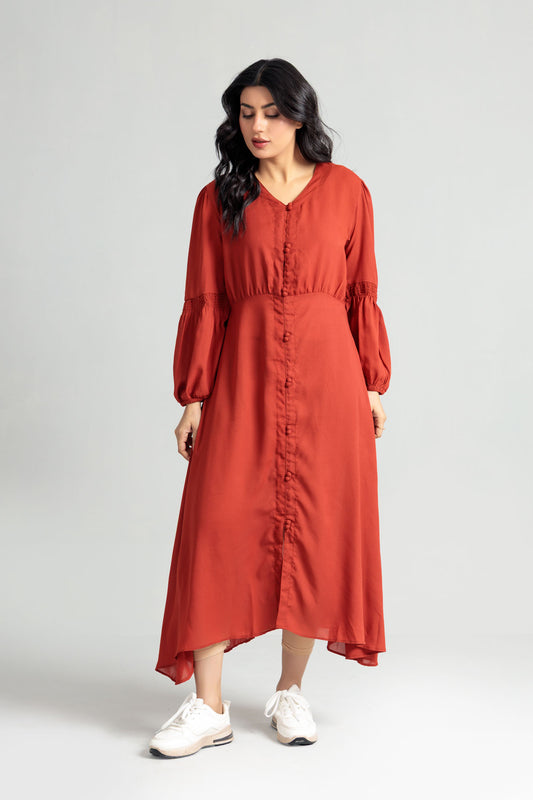 Women’s Georgette Maxi Dress - Rust