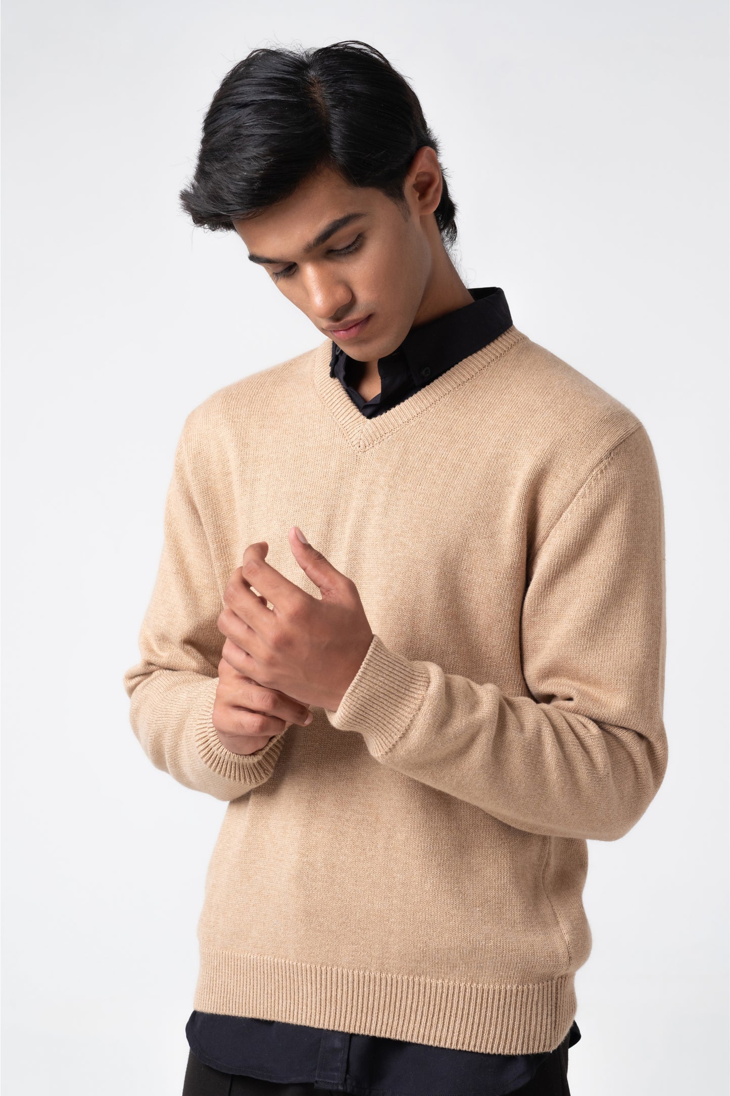 Men’s V-Neck Cardigan - Beige