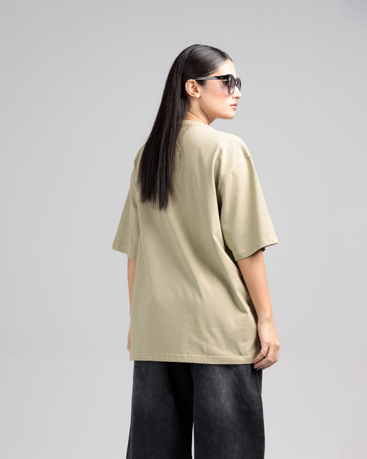 Women Boxy Fit Cotton T-Shirt - Grey Green