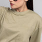 Women Boxy Fit Cotton T-Shirt - Grey Green