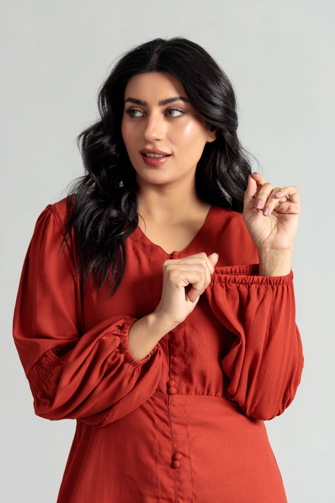 Women’s Georgette Maxi Dress - Rust