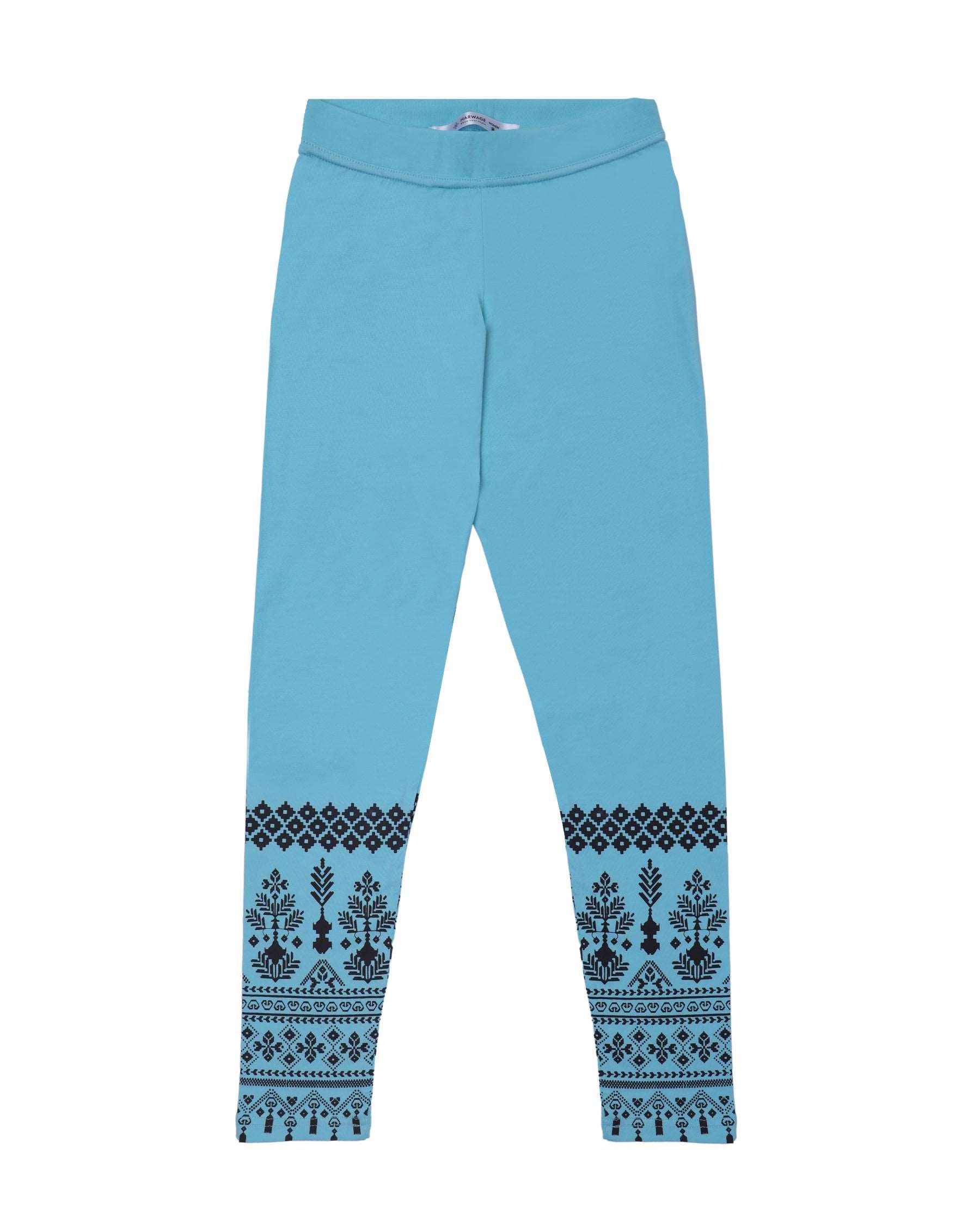 Women Printed Leggings – Bright Sky Blue