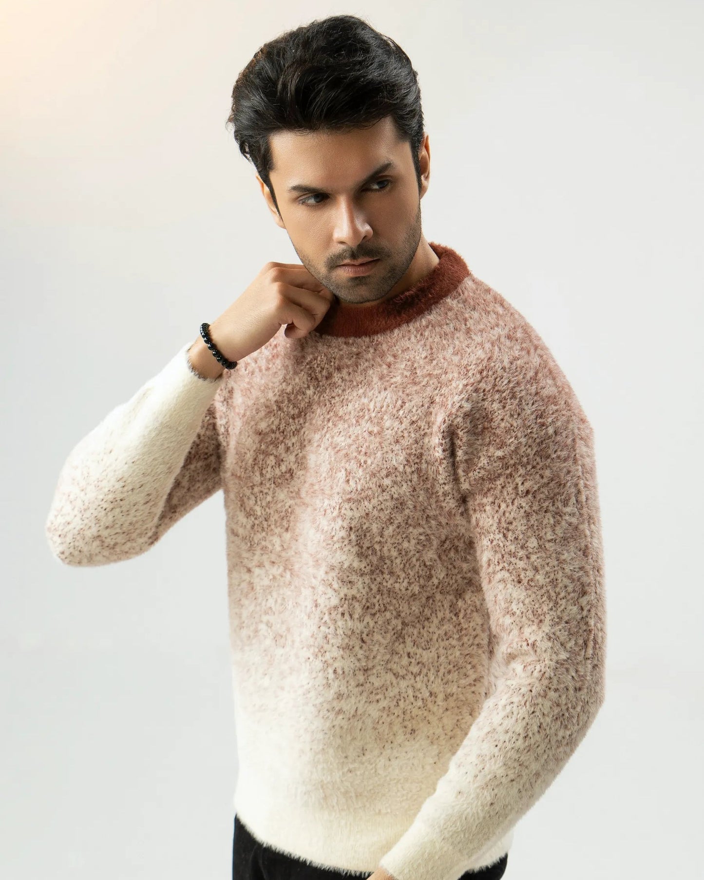 Men Tie-Dye Rabbit Wool Jersey – Beige - Harwage