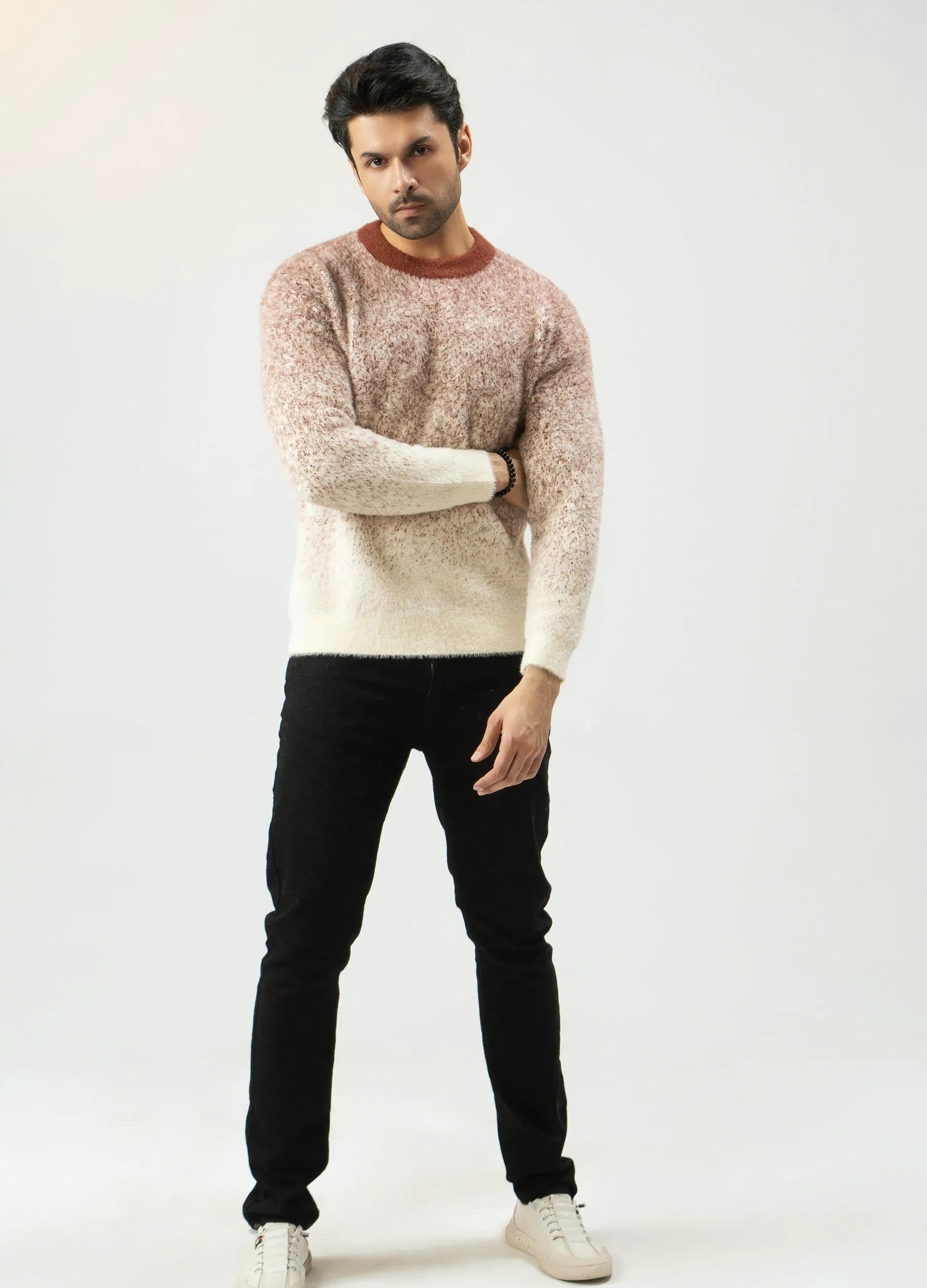 Men Tie-Dye Rabbit Wool Jersey – Beige - Harwage