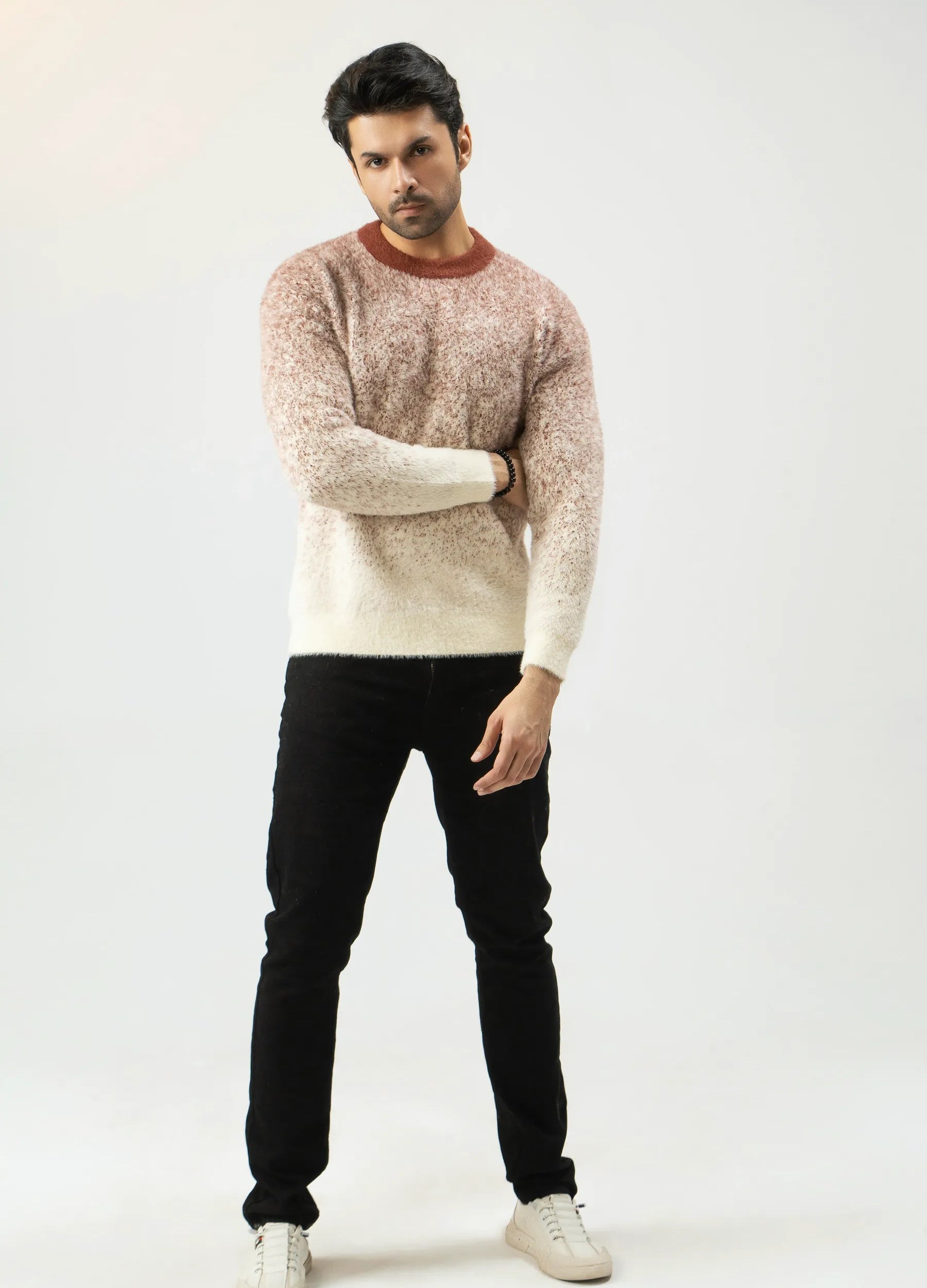 Men Tie-Dye Rabbit Wool Jersey – Beige - Harwage