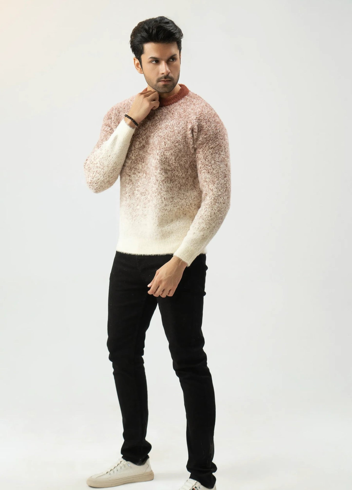 Men Tie-Dye Rabbit Wool Jersey – Beige - Harwage