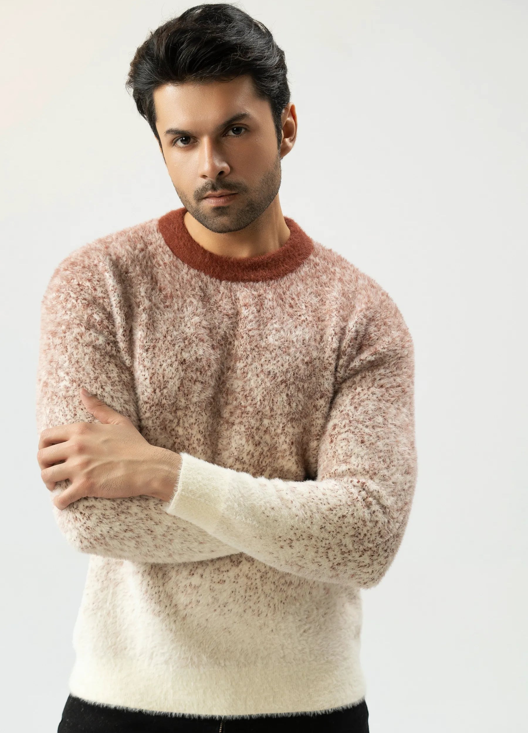 Men Tie-Dye Rabbit Wool Jersey – Beige - Harwage
