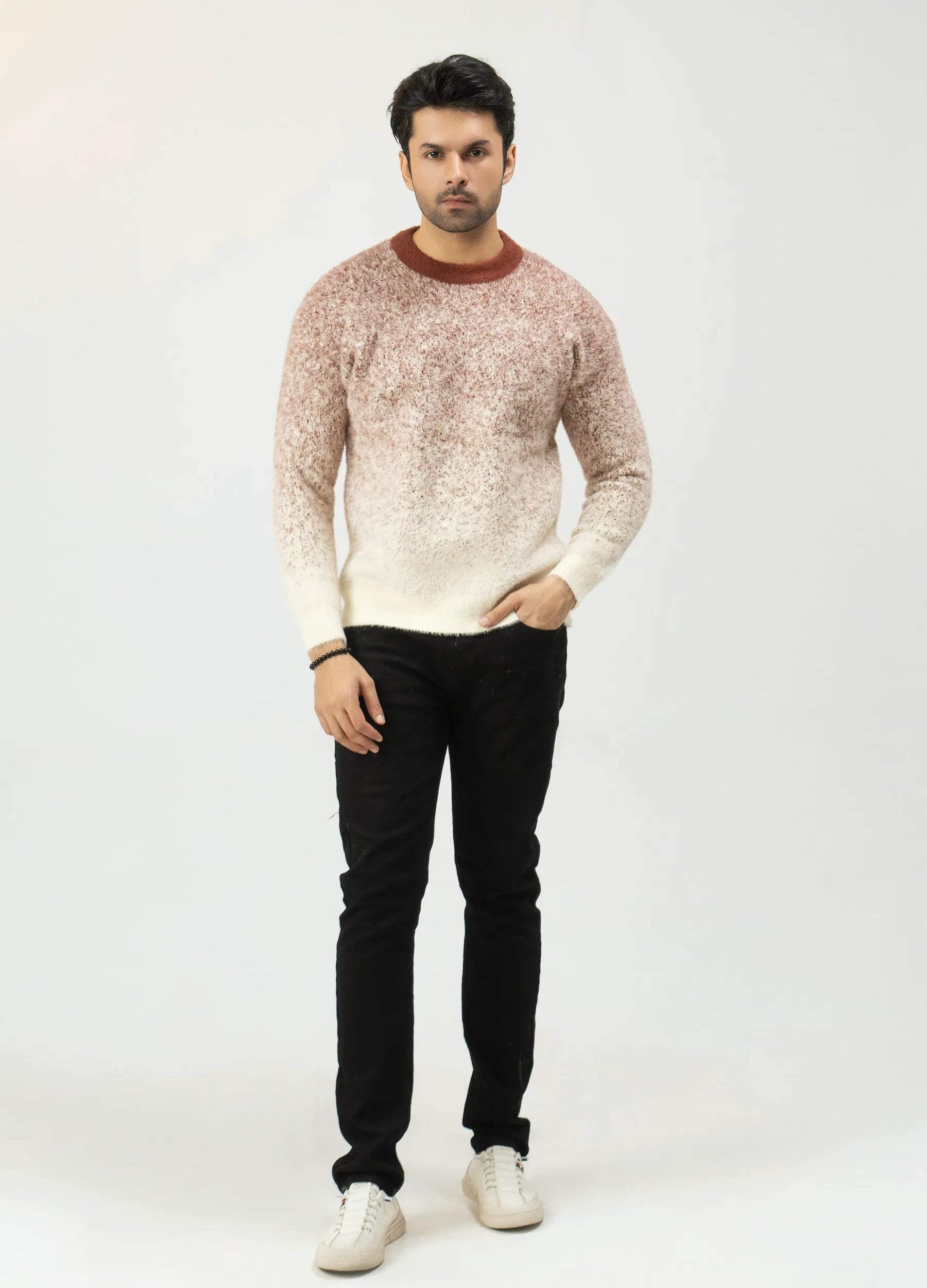 Men Tie-Dye Rabbit Wool Jersey – Beige - Harwage