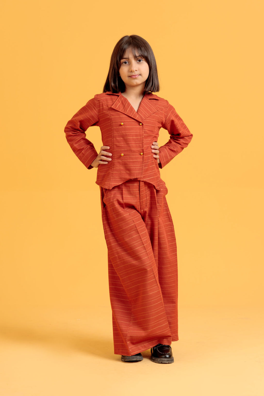 Junior Girls’ Two-Piece Cotton Set - Brown