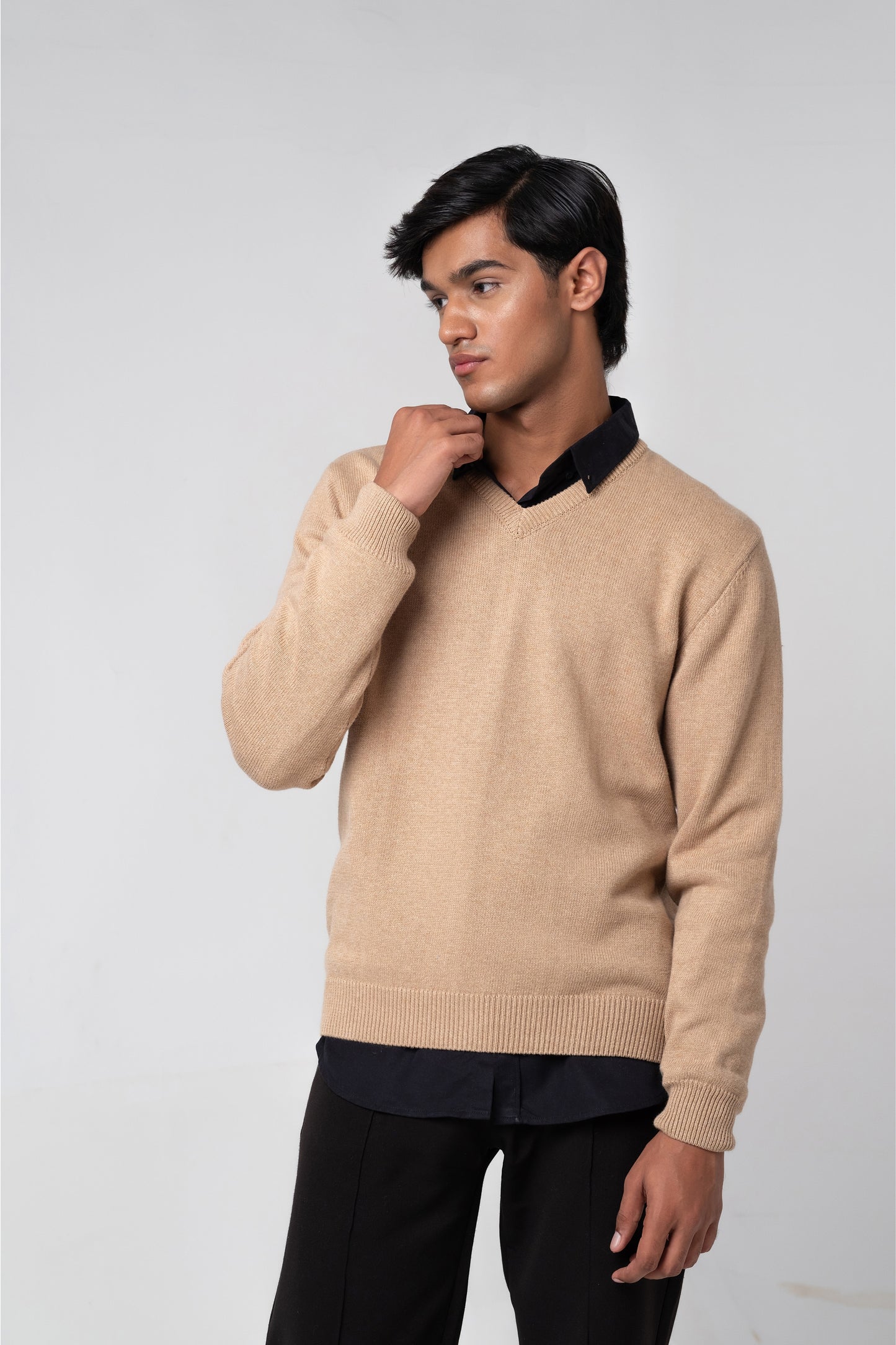 Men’s V-Neck Cardigan - Beige