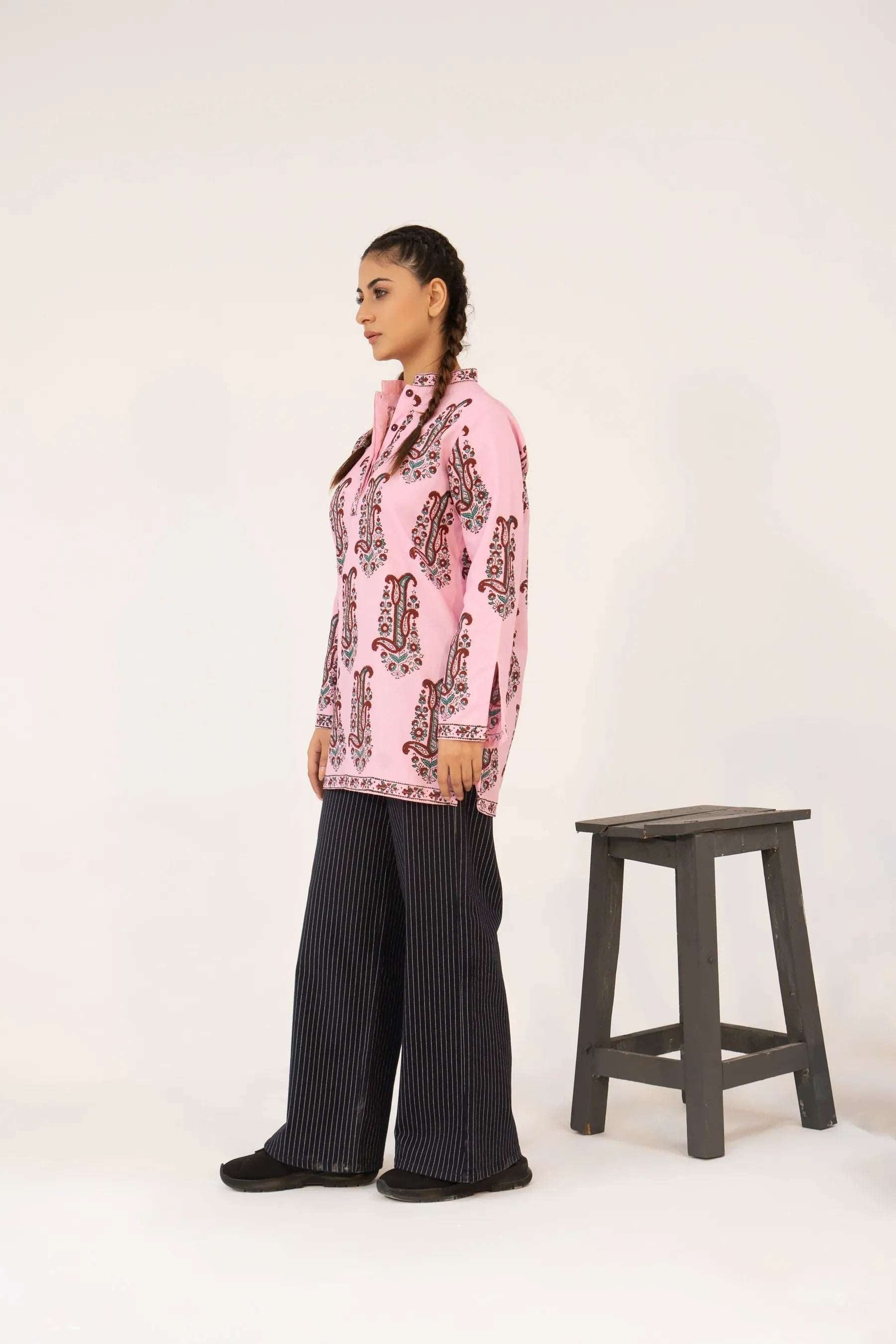 Women Printed Kurti - Pink - Harwage
