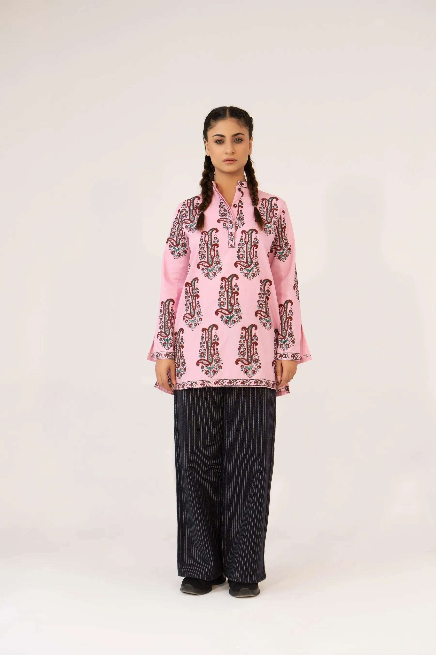Women Printed Kurti - Pink - Harwage