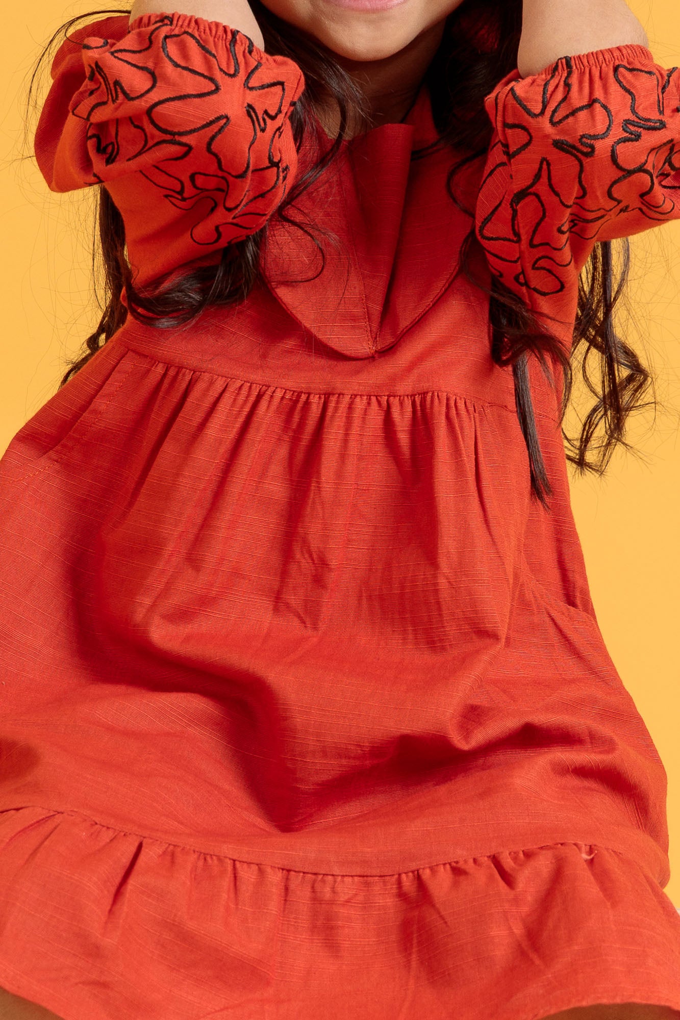 Little Girls Frock - Dusty Orange