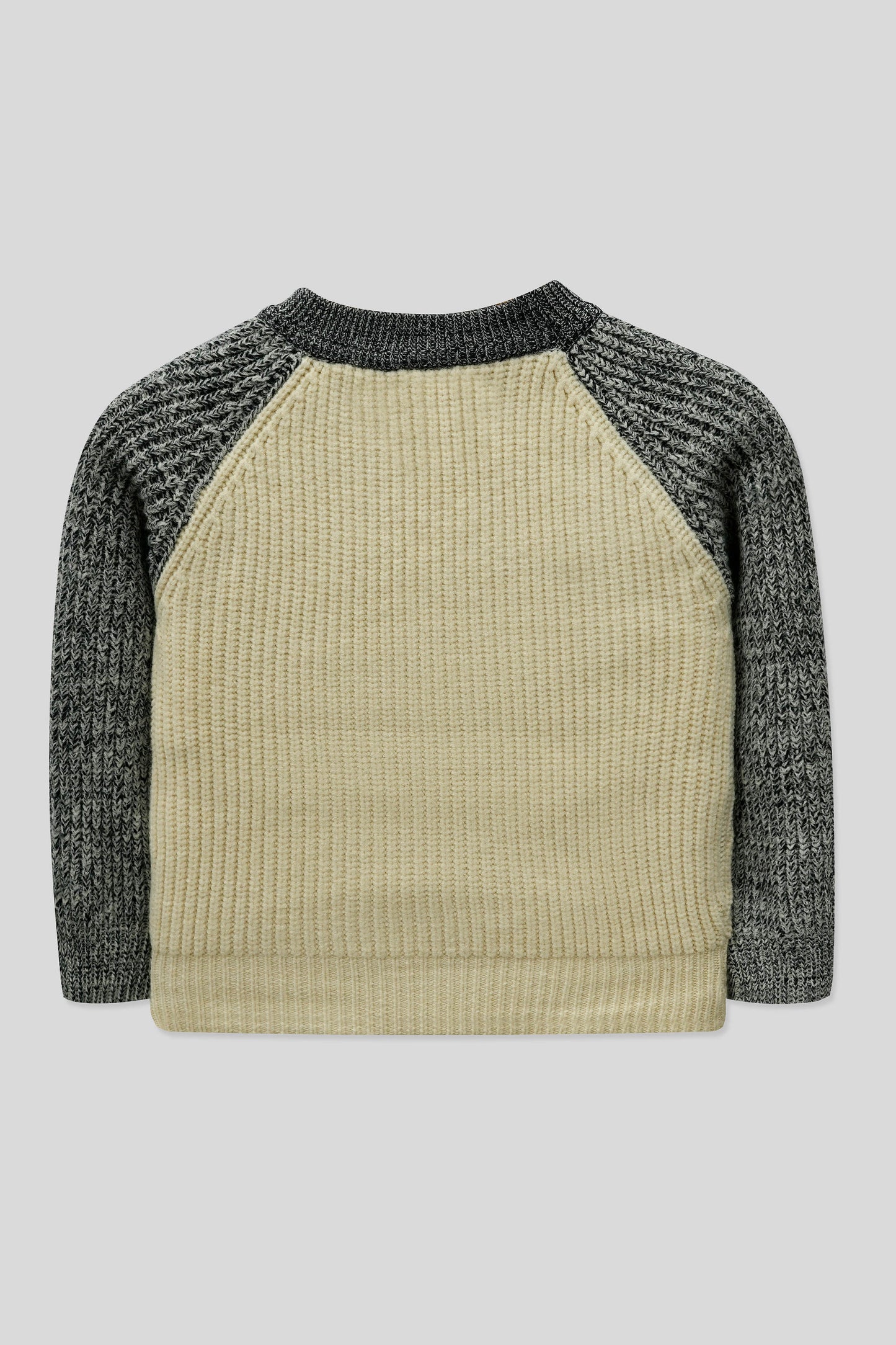 Little Boys’ R-Neck Wool Cardigan - Grey