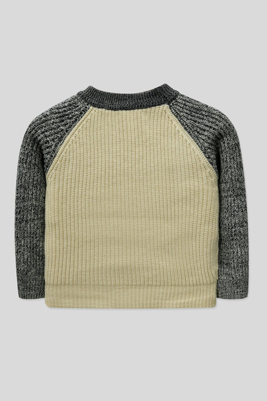 Little Boys’ R-Neck Wool Cardigan - Grey