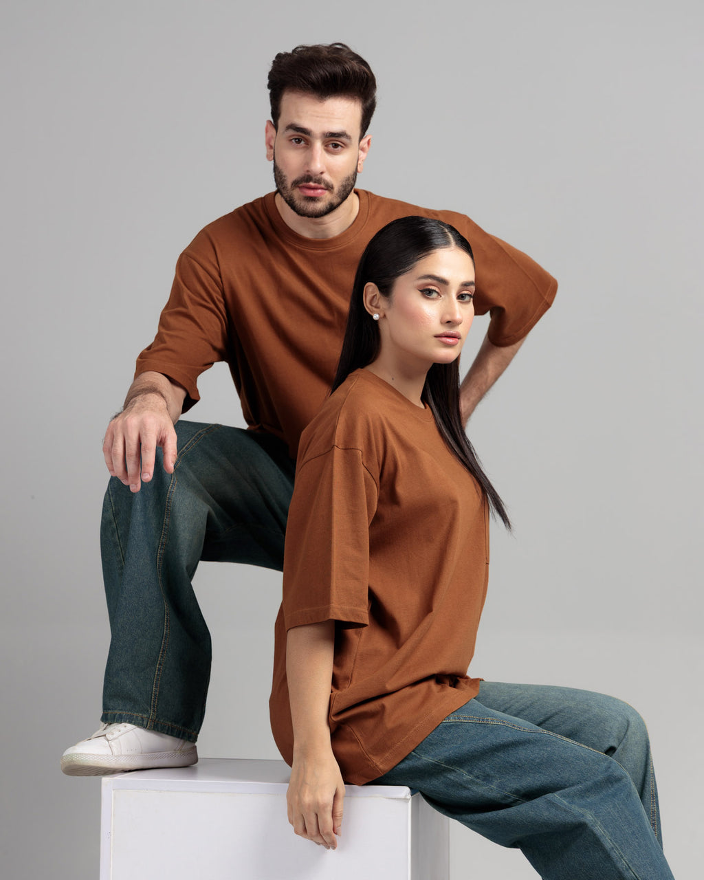 Women Skater Fit Cut & Sewn Denim Jeans - Vintage Blue