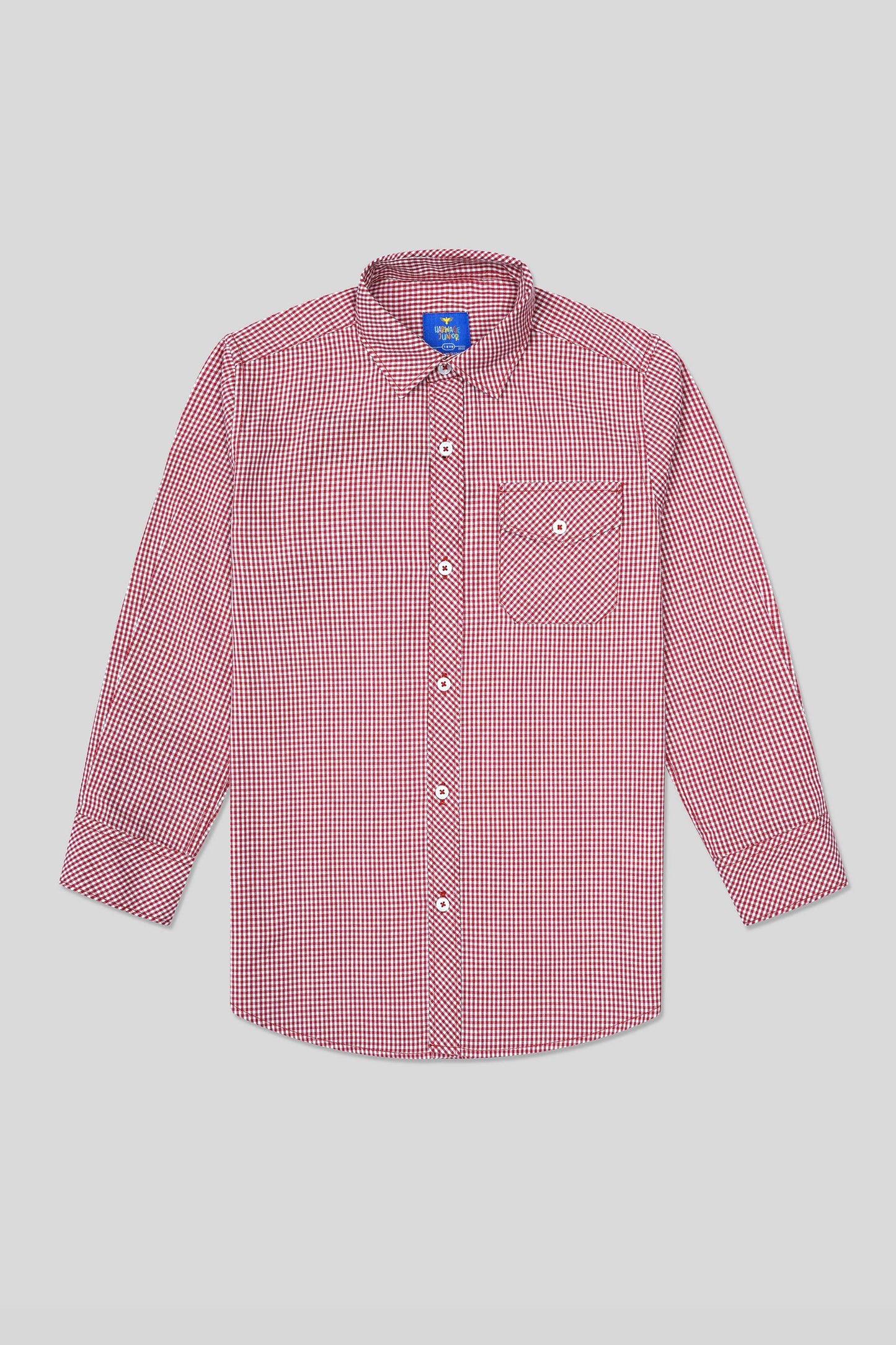 Boys’ Full Sleeves Casual Shirt - Red & White