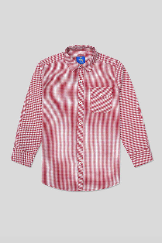 Boys’ Full Sleeves Casual Shirt - Red & White