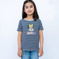 Girls Striped Graphic Tee – Navy