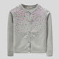 Junior Girls R-Neck Wool Cardigan - Grey