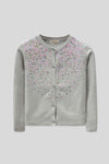 Junior Girls R-Neck Wool Cardigan - Grey