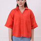 Women Basic Cropped Shirt – Red