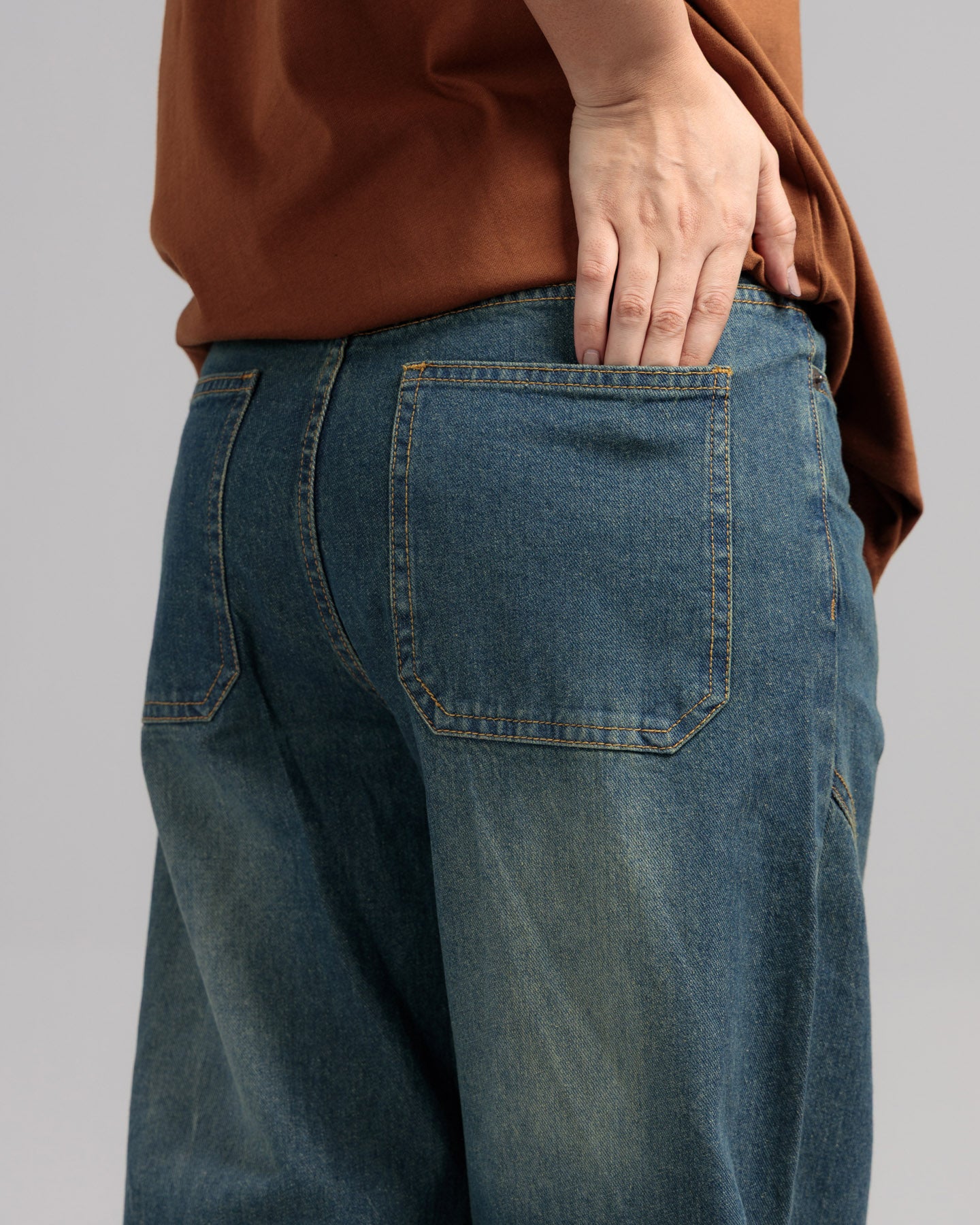 Women Skater Fit Cut & Sewn Denim Jeans - Vintage Blue
