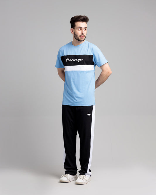 Men's Cut & Sew Two Piece Set - Blue