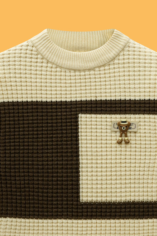 Little Boys R-Neck Wool Cardigan - Brown