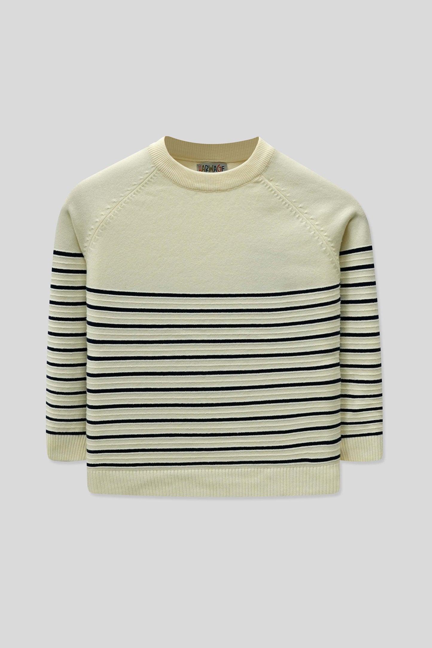 Junior Boys’ R-Neck Wool Cardigan - Cream