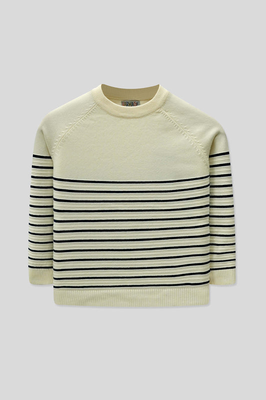 Junior Boys’ R-Neck Wool Cardigan - Cream