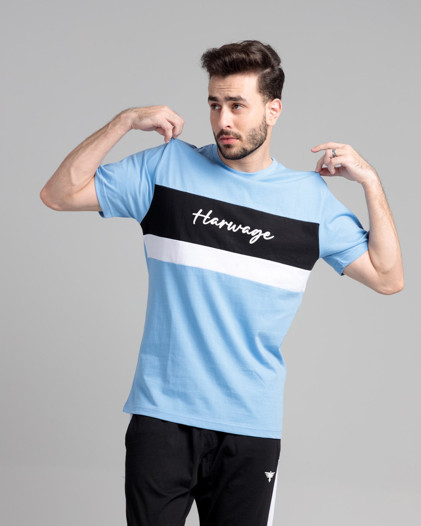 Men's Cut & Sew Two Piece Set - Blue