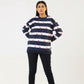 Women Sweatshirt Regular Fit - Multi Navy Blue - Harwage