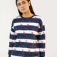 Women Sweatshirt Regular Fit - Multi Navy Blue - Harwage