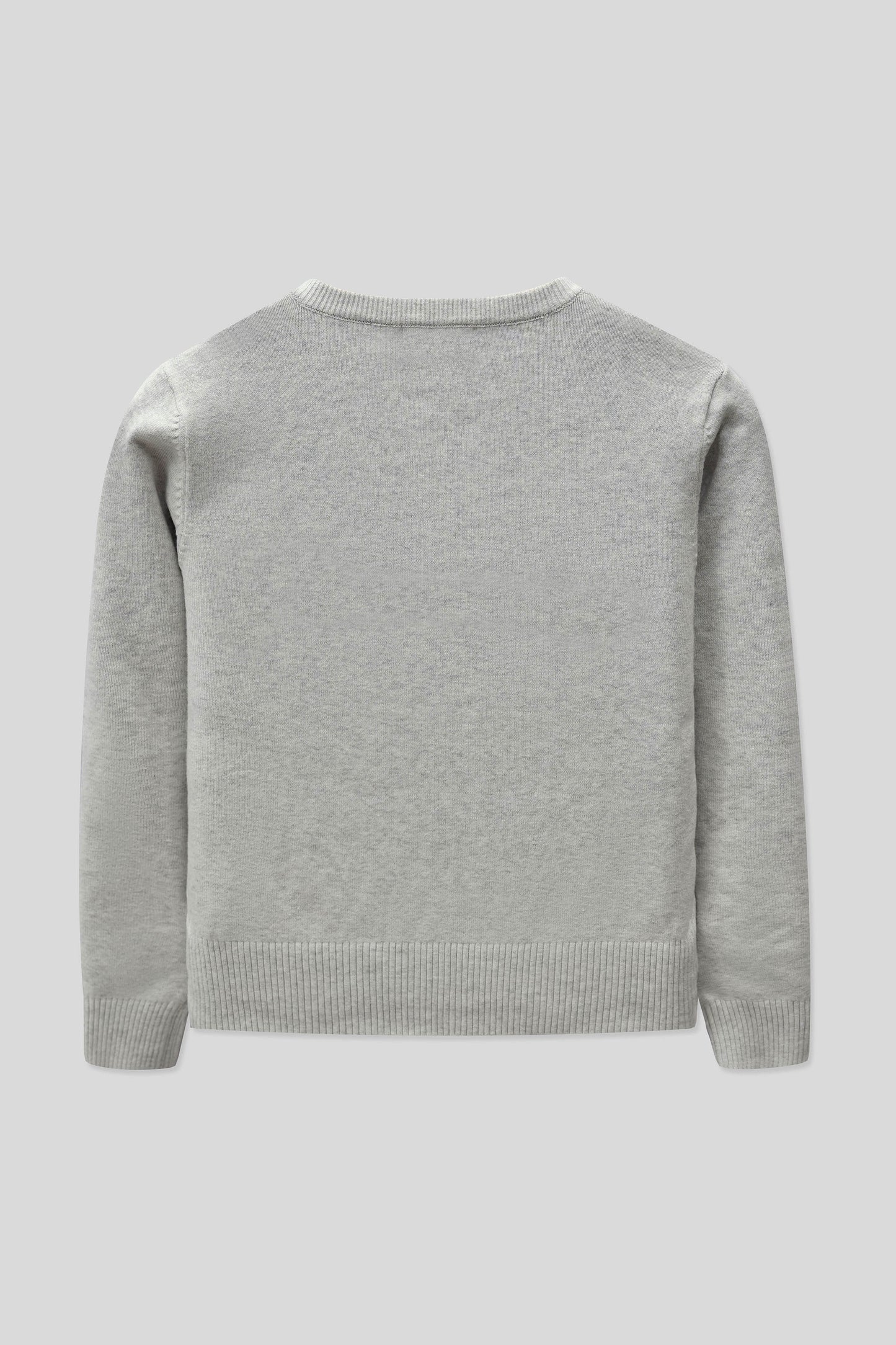 Junior Girls R-Neck Wool Cardigan - Grey