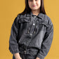 Junior Girls Denim Two-Piece Outfit - Black