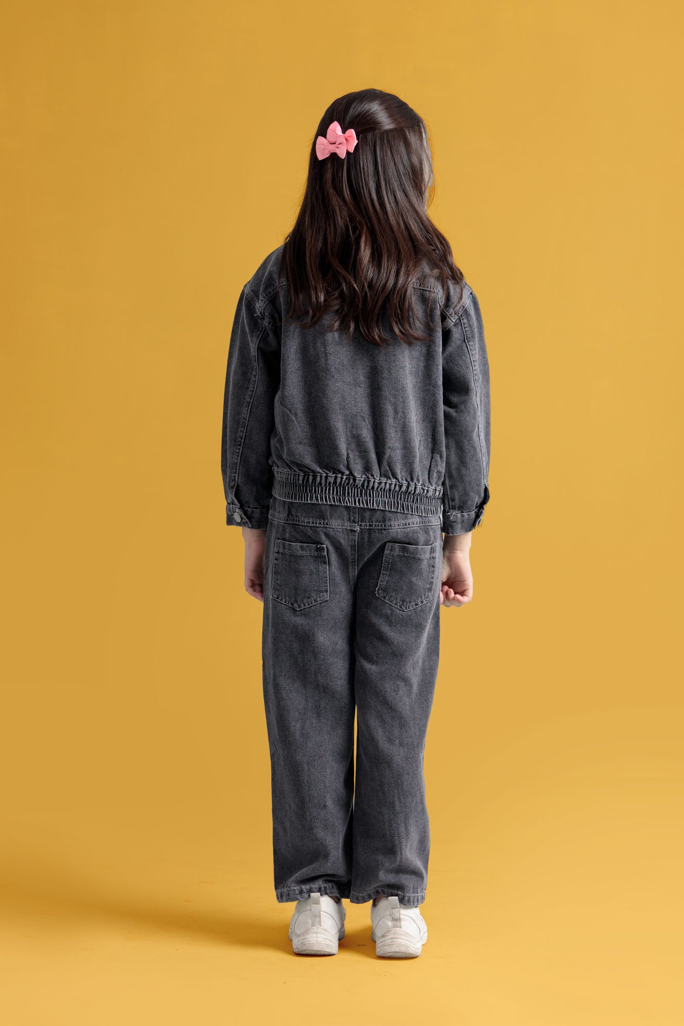 Junior Girls Denim Two-Piece Outfit - Black