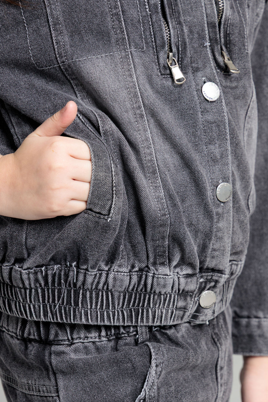 Junior Girls Denim Two-Piece Outfit - Black