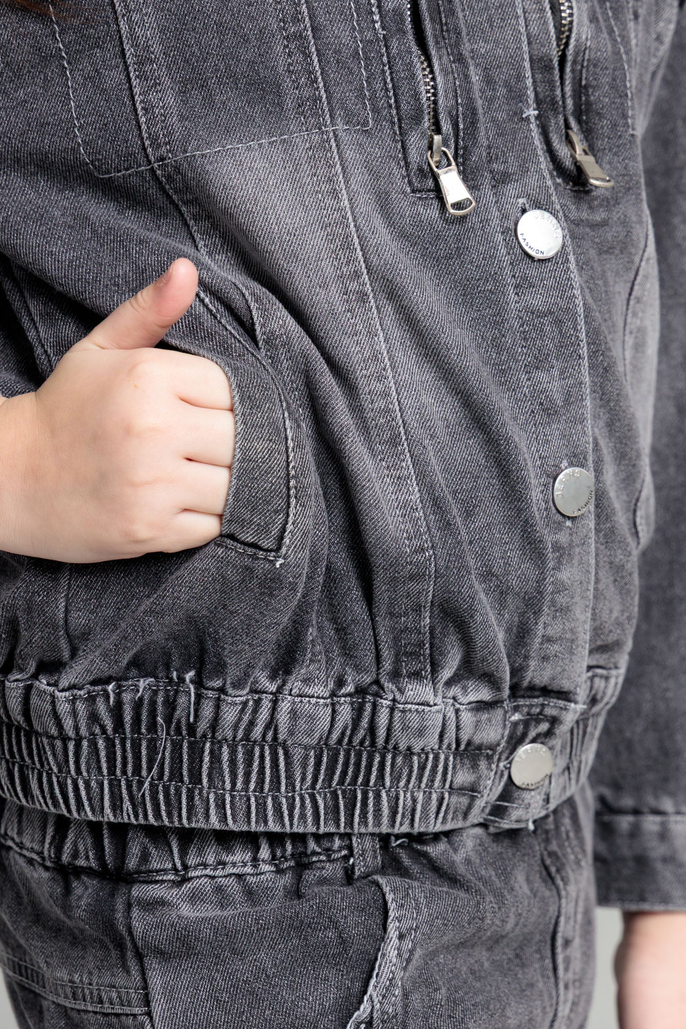 Junior Girls Denim Two-Piece Outfit - Black